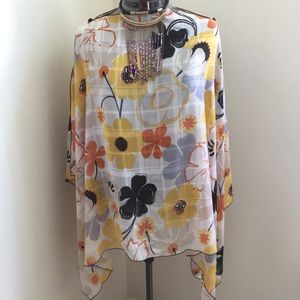 Floral Silk Poncho